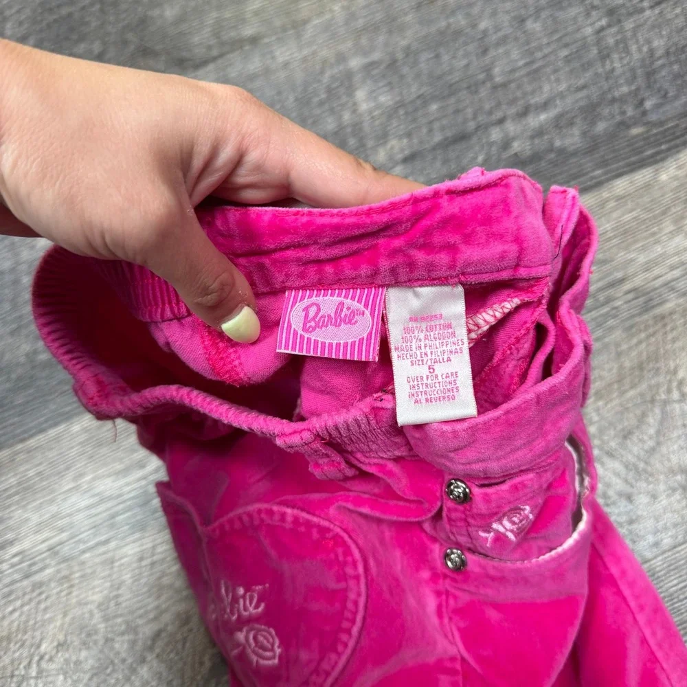 Vintage 1997‎ Barbie Hot Pink Velvet Corduroy Pants Kids Size 5